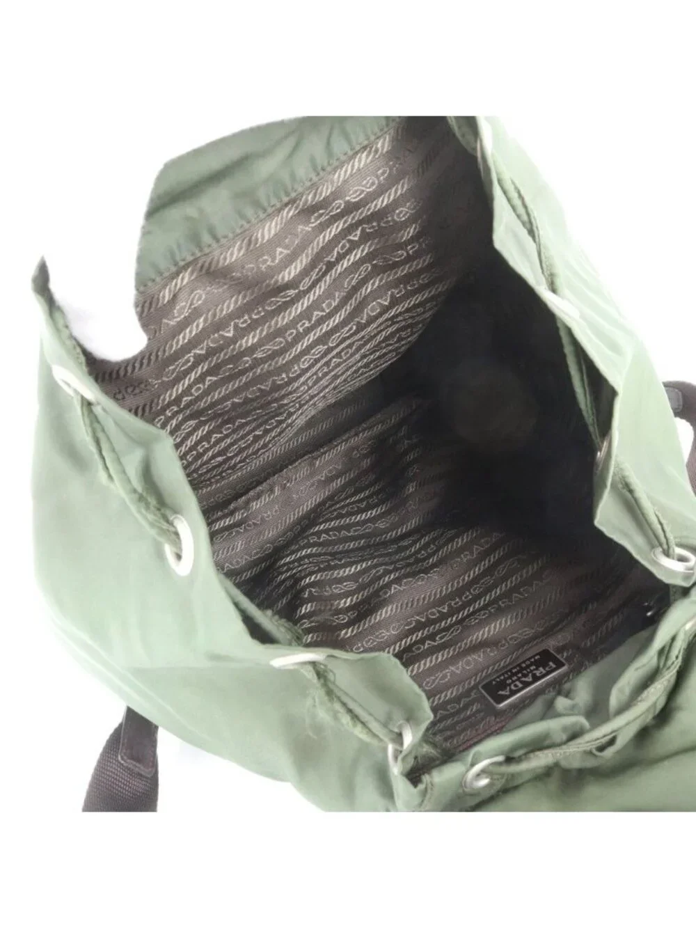 Prada Tessuto Nylon Triangle Logo Leather Backpack